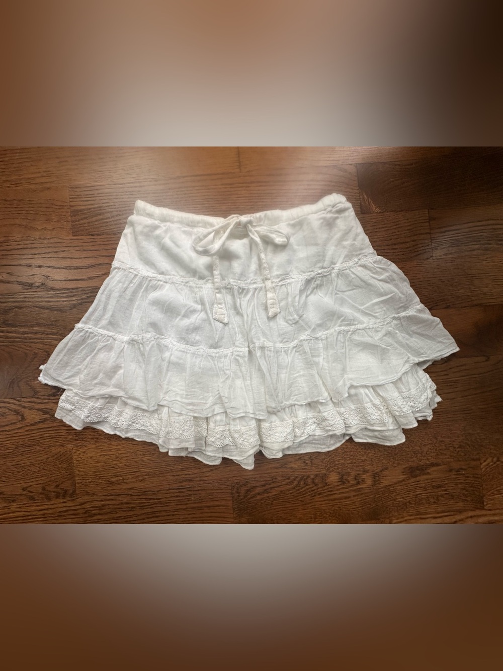 Vintage Y2K Hollister Pacific Merchants White Cotton Tiered Mini Skirt XS Fairy